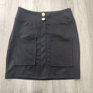 Chic Black Skirt with Gold Buttons